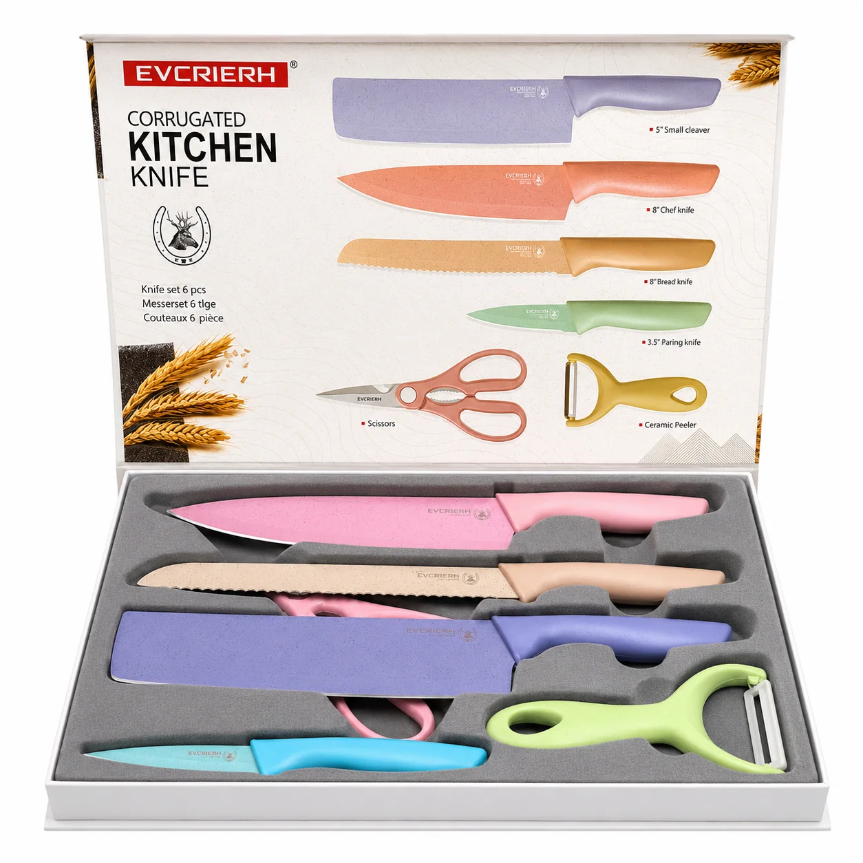 Set Cuchillo Colores 6pza